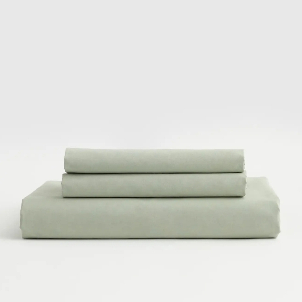 Quince Organic Cotton Percale Sage Sheet & 1 Pillowcase! Twin (215)
